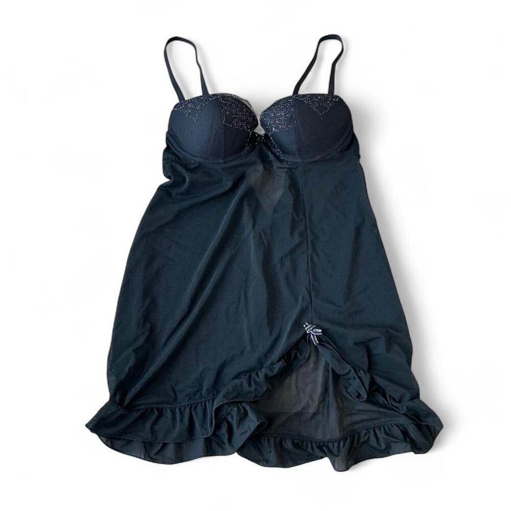 Vintage Unbranded Black Mesh Babydoll Mini Dress – Best fits Size XS